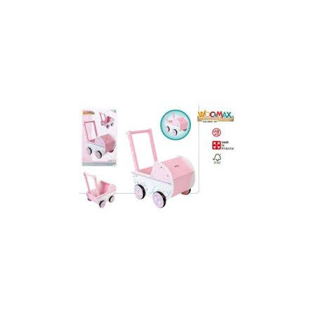 Woomax- Carrito de Madera Muñecas