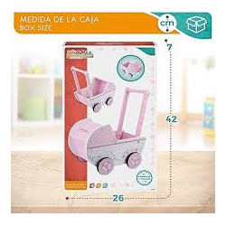 Woomax- Carrito de Madera Muñecas
